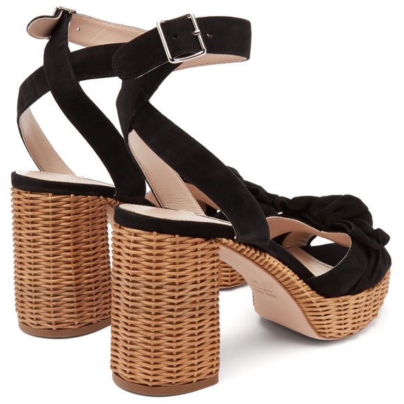 Miu Miu
Bow-front suede and wicker platform sandals - Picture 5 of 12